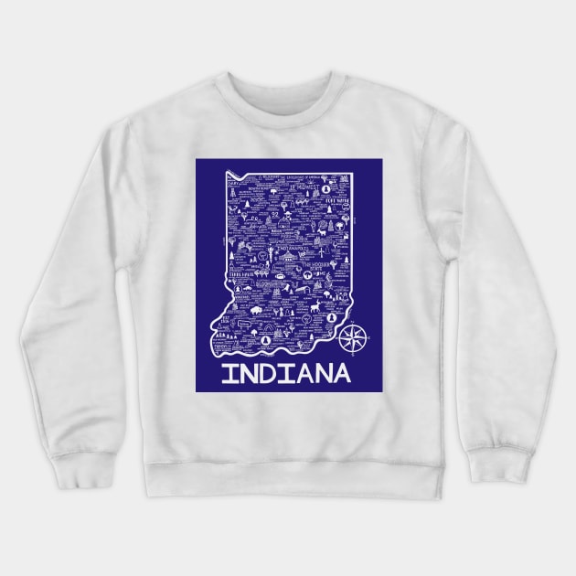 Indiana Map Crewneck Sweatshirt by fiberandgloss
